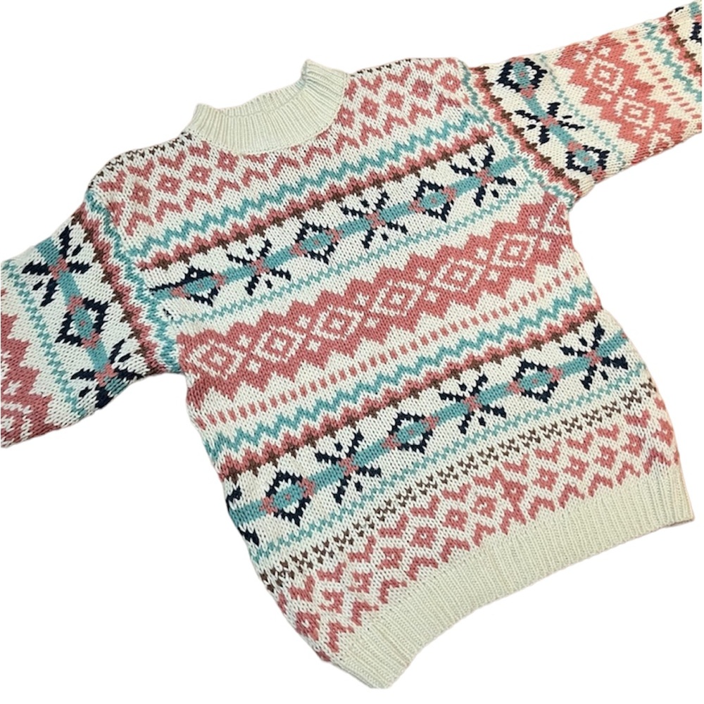 Vintage Jacquard Print Knit Sweater